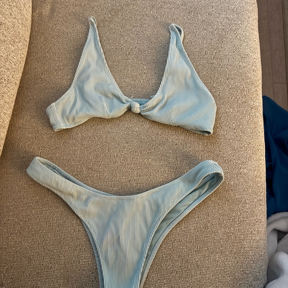 Light Blue Ribbed Bikini Set